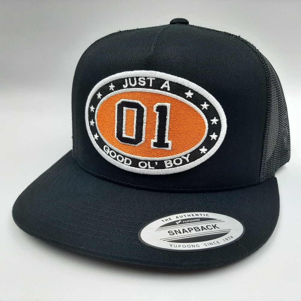 Dukes of Hazzard Flat bill Trucker Mesh Snapback Cap Hat Black Embroidered Patch